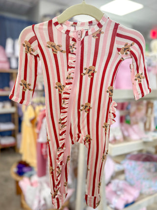 Pink Gingerbread Lane 2-Way Zip Footie