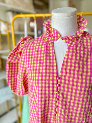 Pink Heirloom Gingham Midi Dress