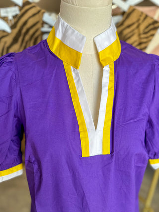 Purple/Gold Tricia Short Sleeve Top