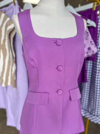 Lavendar Game Day Glam Crepe Sleeveless Romper Dress