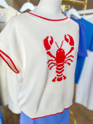 Crawfish Tails Red & Ivory Short Sleeve Sweater