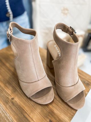 Light Taupe Nider 15 Open Back Bootie