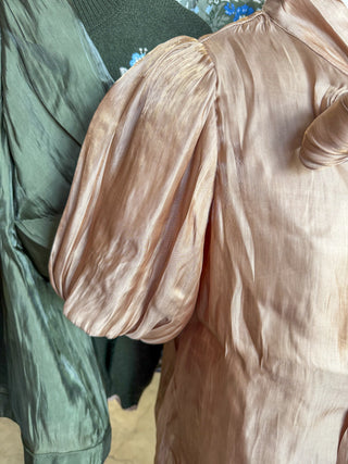 Mocha Scarlett Satin Bow Top