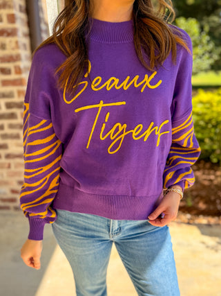 Merit LSU Mockneck Sweater