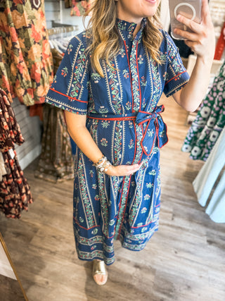 Navy Rowan Petal Path Midi Dress