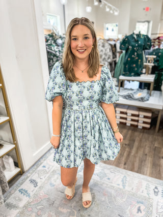 Pastel Bloom Cottage Mini Dress