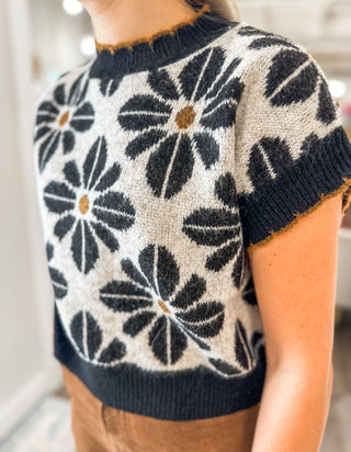 Black Daisy Lane Knit Sweater Top