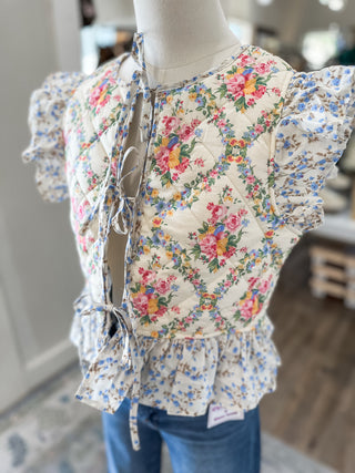 Petal Patchwork Tie Quilted Vest