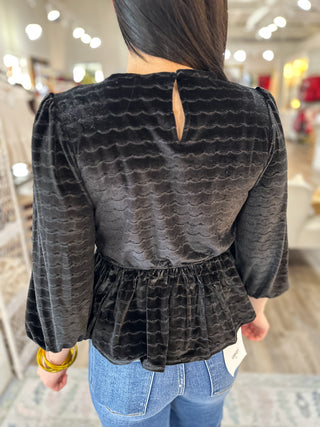 Midnight Darling in Velvet Peplum Top