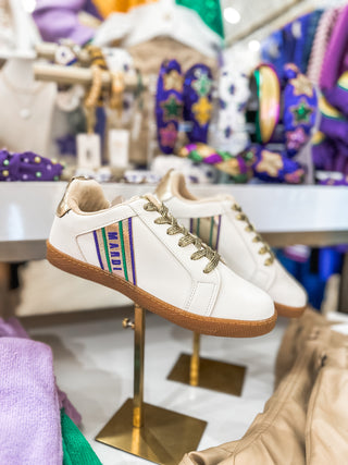 Mardi Gras Fun White Festive Sneakers