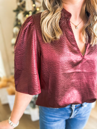 Burgundy Love Story Short Sleeve Top