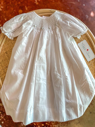 White Smocked Daygown W/ Raglan Embroidery