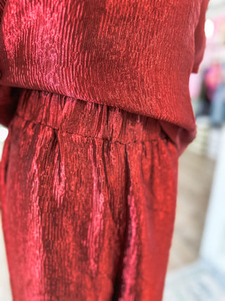 Burgundy Textured Holiday Spirit Pants Set