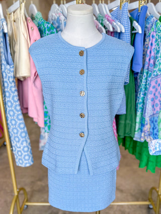 Baby Blue Sweet Escape Knit Skirt SET