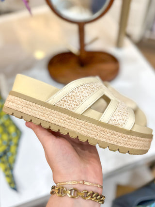Bone Raffia Caleena Platform Sandal