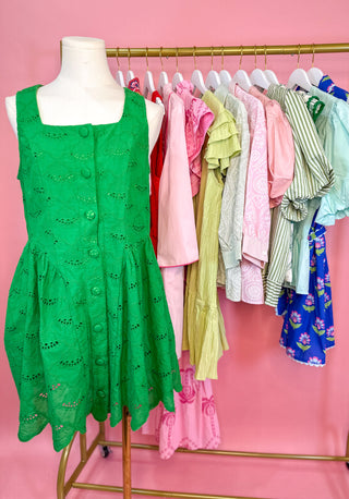 Green Lovely Little Eyelet Mini Dress