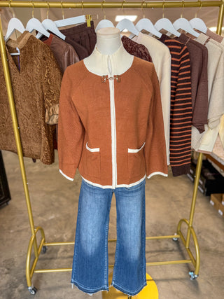 Brown Parker Knit Clasp Cardigan