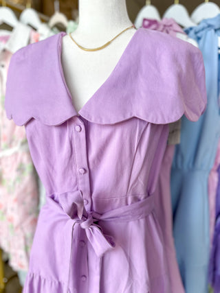 Lilac Love Story Scallop Collar Mini Dress