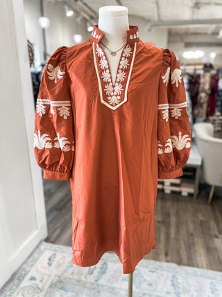 The Chestnut Ever After Embroidered Mini Dress