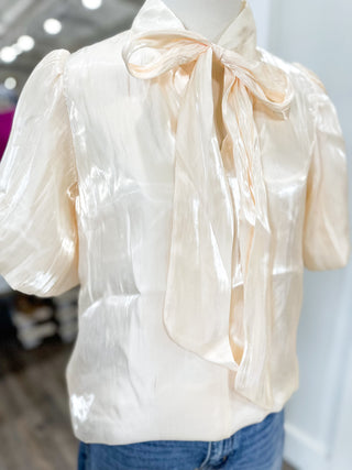 Apricot Scarlett Satin Bow Top