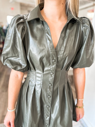 Olive Fifth Avenue Leather Mini Dress