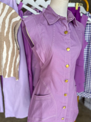 Lavender Lily Contrast Sitch Utility Mini Dress