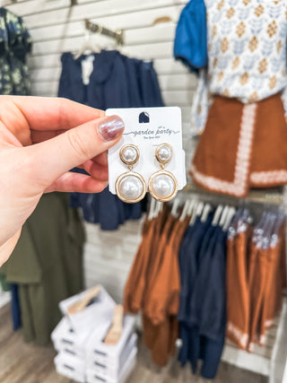 Pearl Double Circle 1" Earring