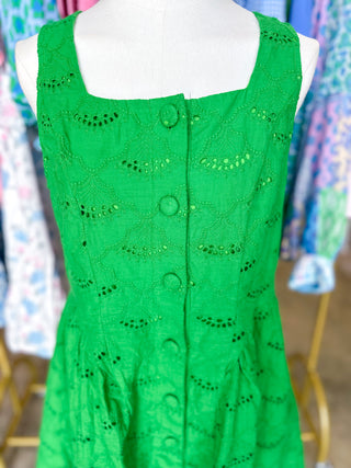 Green Lovely Little Eyelet Mini Dress