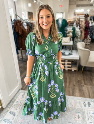 Green Flora Midi Dress