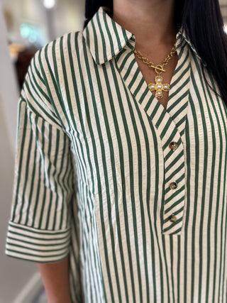 Pine Causal Weekend Stripe Mini Dress