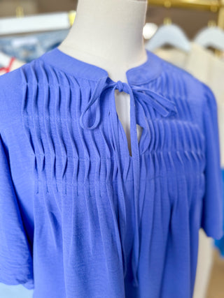 Cobalt Blue Pintuck Detail Everyday Top