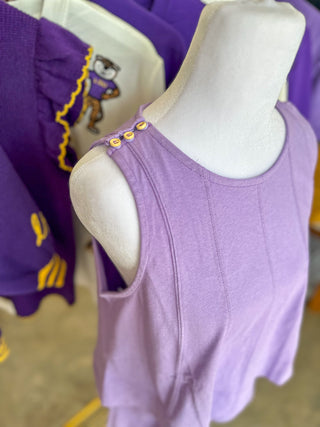 Lavender Winning Wonder Contrast Stitch Sleeveless Shorts Set