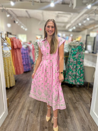 Pink Lovely Little Petals Midi Dress