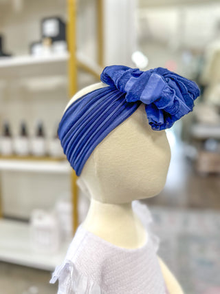 Navy Frilly Frou Ruffle Headband Bow