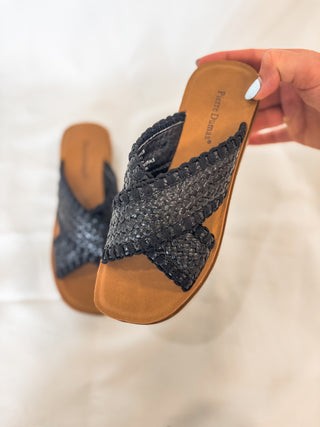 Black Caliso Criss Cross Raffia Sandal - Pierre Dumas