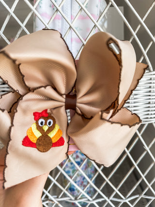 Turkey Embroidered Moonstitch Hair Bow