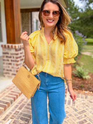 The Sunshine Gingham Short Sleeve Top