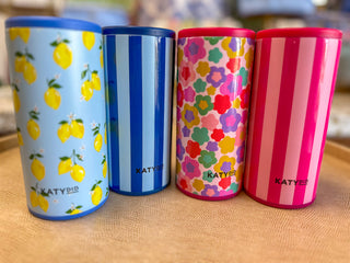 Light Blue & Navy Stripe Can Holder