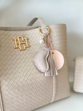 Taupe Heart & Tassel Keychain
