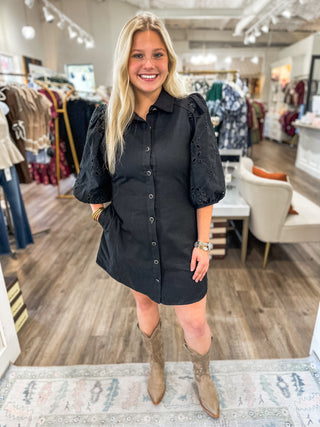 Black Darling Days Eyelet Mini Dress