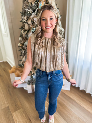 Taupe Shimmer the Night Away Bubble Top