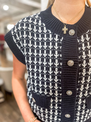DOORBUSTER: Navy Tweed & Tinsel Sweater Vest