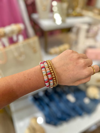 Multi & Gold Beaded Set of 4 Stretch Bracelets