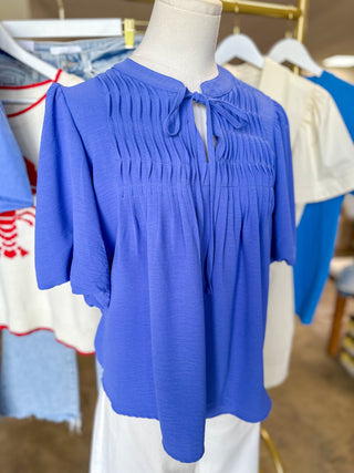 Cobalt Blue Pintuck Detail Everyday Top