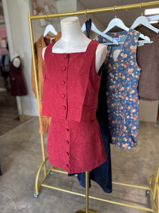 Burgundy Hollis Button Skort Set