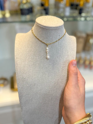 Pearl Drop Paperclip Chain Necklace