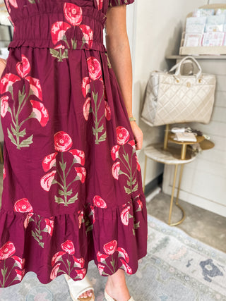 Cranberry Flora Midi Dress
