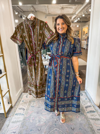 Brown Rowan Petal Path Midi Dress