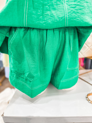 Green Festival Days Are Happy Days Shorts Set