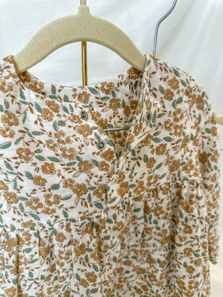 Bitty Brown Floral Bell Sleeve Dress & Leggings